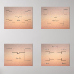 Bracket Tourney Basketbal 16 8 4 Team Spelen in Muurkunst Sets