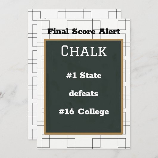 Bracket Tourney Chalkboard Final Score Alert Kaart (Voorkant / Achterkant)