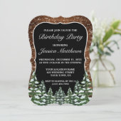 Bracket Zwart Sneeuwig Hout & Bos Pine Verjaardag Kaart (Staand voorkant)