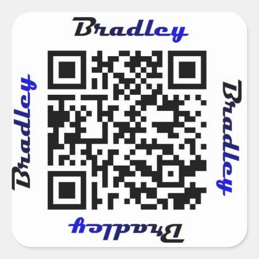 Brad (Bradley) QR-code Gepersonaliseerde NAAM Stic Vierkante Sticker (Voorkant)