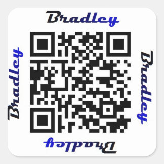 Brad (Bradley) QR-code Gepersonaliseerde NAAM Stic Vierkante Sticker