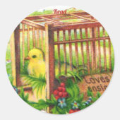 BRAD ~ EASTER CHICK ~ Sweet Cute  Art Ronde Sticker (Voorkant)
