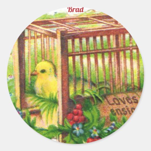 BRAD ~ EASTER CHICK ~ Sweet Cute Art Ronde Sticker (Voorkant)