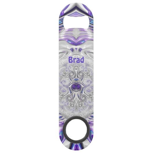 BRAD ~ Paars zilver White ~ Origineel Fractal ~ Speed Flessenopener (Achterkant)