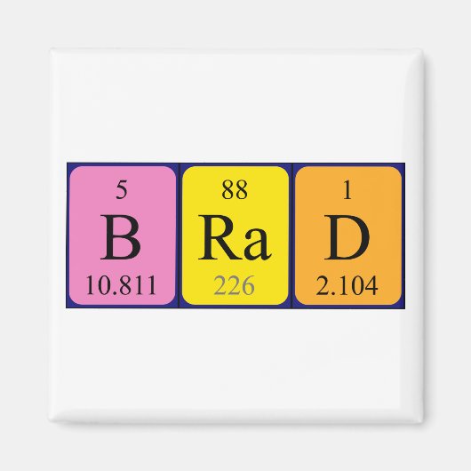 Brad periodieke table name magnet (Voorkant)