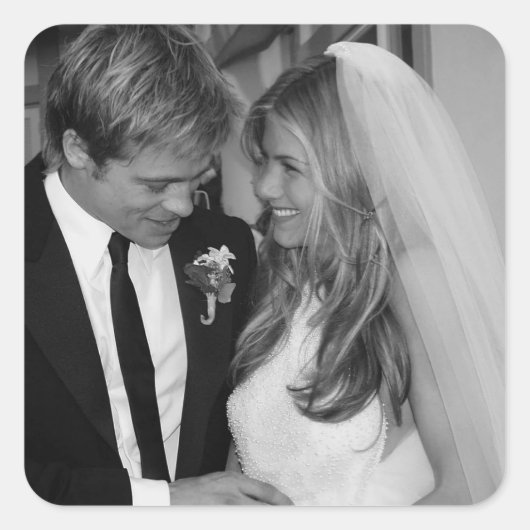Brad Pitt & Jennifer Anniston Vierkante Sticker (Voorkant)