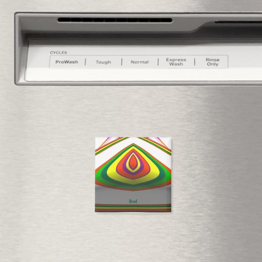 BRAD ~ SQUARE EYE 3D Fractal Design Green Yellow ~ Magneet (Insitu (Vaatwasser))