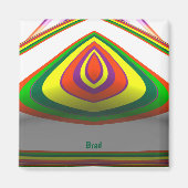 BRAD ~ SQUARE EYE 3D Fractal Design Green Yellow ~ Magneet (Voorkant)