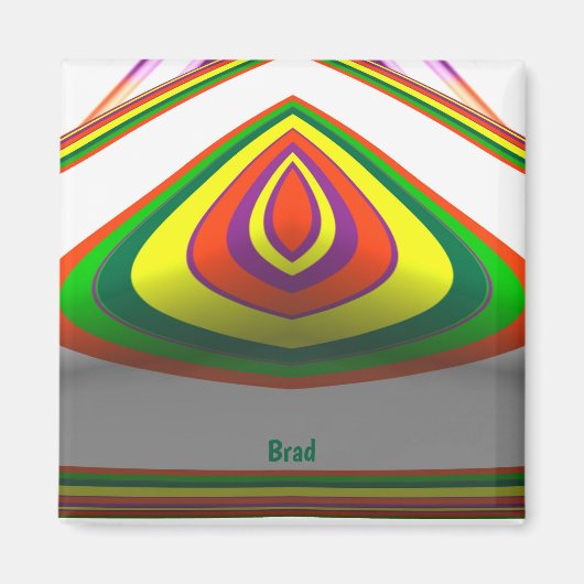 BRAD ~ SQUARE EYE 3D Fractal Design Green Yellow ~ Magneet (Voorkant)
