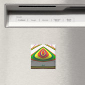 BRAD ~ SQUARE EYE 3D Fractal Design Green Yellow ~ Magneet (Insitu (Vaatwasser))