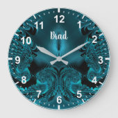 BRAD ~ WOW! Fractal Pattern Green en Black ~ Grote Klok (Voorkant)