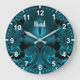 BRAD ~ WOW! Fractal Pattern Green en Black ~ Grote Klok