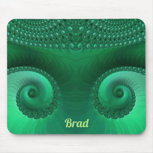 BRAD ~ Zany Shades of Green Fractal Pattern Muismat (Voorkant)