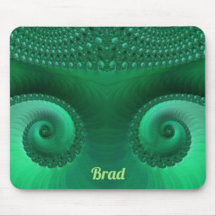 BRAD ~ Zany Shades of Green Fractal Pattern Muismat