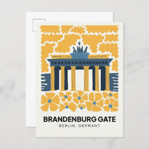 Bradenburg Gate Berlin abstracte reizen bloemsierk Briefkaart