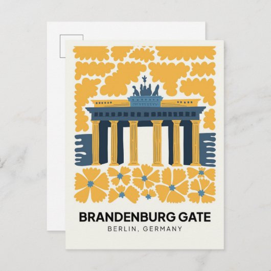Bradenburg Gate Berlin abstracte reizen bloemsierk Briefkaart (Voorkant / Achterkant)
