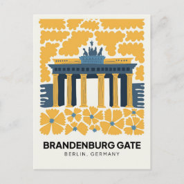 Bradenburg Gate Berlin abstracte reizen bloemsierk Briefkaart
