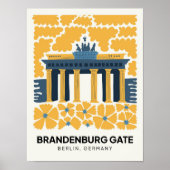 Bradenburg Gate Berlin abstracte reizen bloemsierk Poster (Voorkant)