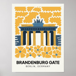 Bradenburg Gate Berlin abstracte reizen bloemsierk Poster