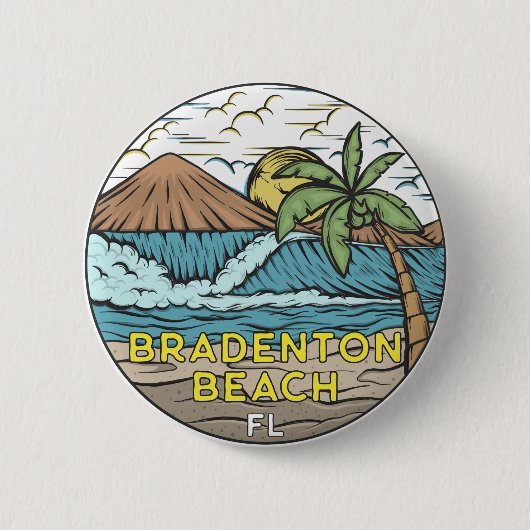 Bradenton Beach Florida Art Ronde Button 5,7 Cm (Voorkant)