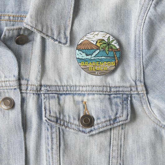 Bradenton Beach Florida Art Ronde Button 5,7 Cm (In situ)