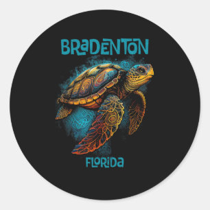 Bradenton Beach Florida Fl Retro Vintage Zeeschild Ronde Sticker