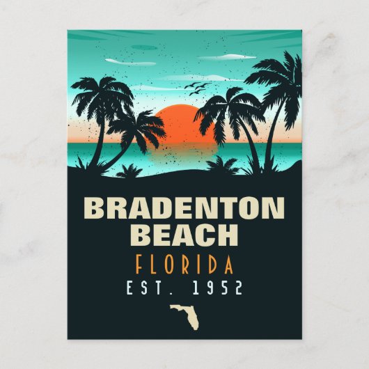 Bradenton Beach Florida Retro Sunset Souvenirs Briefkaart (Voorkant)