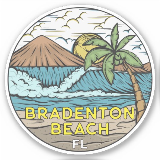 Bradenton Beach Florida Vintage Sticker (Voorkant)