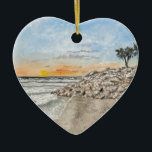Bradenton Beach Florida zonsondergang Keramisch Ornament<br><div class="desc">Bradenton Beach: zonsondergang Anna Maria Island  zandduinen Seascape zee riet waterverf surf golven oceaan zee traditionele seizoensgebondenheid kustkunst</div>