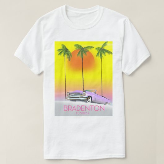 Bradenton Florida klassieke auto reisposter T-shirt (Design voorkant)