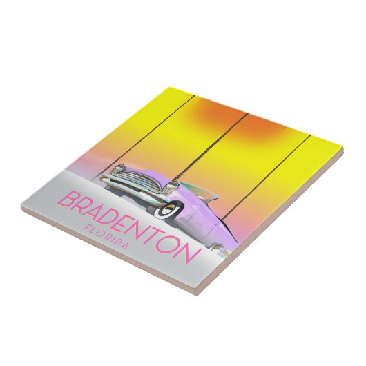 Bradenton Florida klassieke auto reisposter Tegeltje (Zijkant)