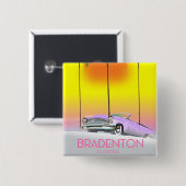 Bradenton Florida klassieke auto reisposter Vierkante Button 5,1 Cm (Voorkant /achterkant)