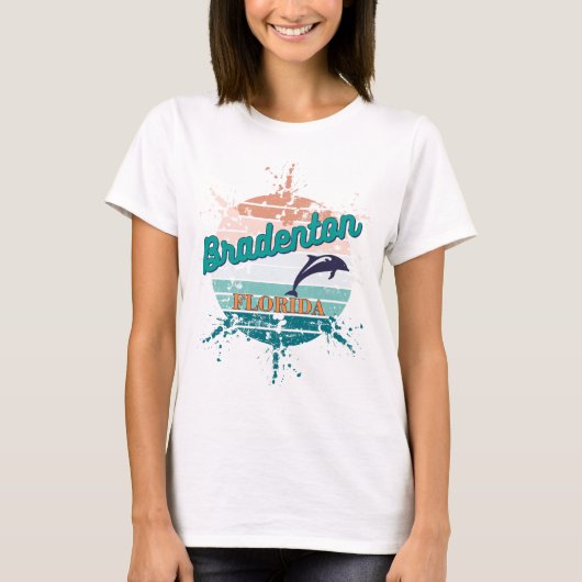 Bradenton Florida Retro Exploding Sunset T-shirt (Voorkant)