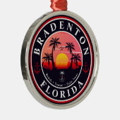 Bradenton Florida Retro Zonsondergang Palmbomen ja Metalen Ornament (Rechts)