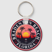 Bradenton Florida Retro Zonsondergang Palmbomen ja Sleutelhanger (Achterkant)