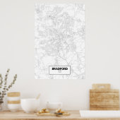 Bradford, Engeland (zwart op wit) Poster (Keuken)
