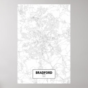 Bradford, Engeland (zwart op wit) Poster
