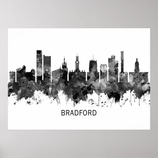 Bradford England Skyline BW Poster (Voorkant)