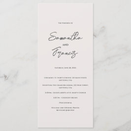 Bradford moderne bruiloft programmakaart