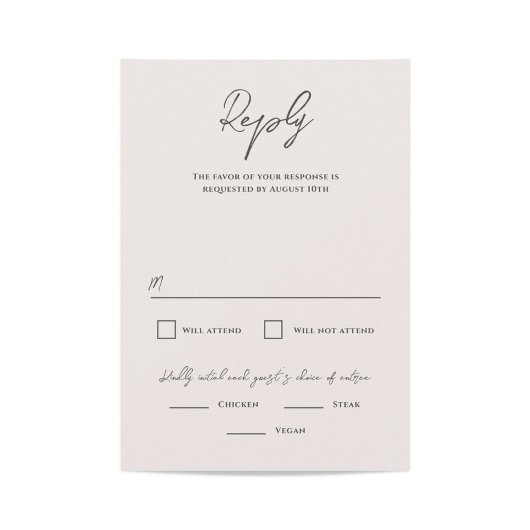 Bradford moderne bruiloft RSVP kaartje