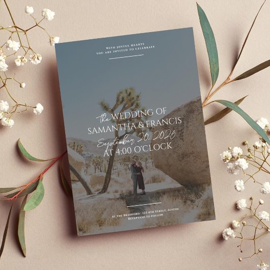 Bradford Moderne Foto en Typografie Bruiloft Kaart