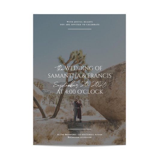 Bradford Moderne Foto en Typografie Bruiloft Kaart