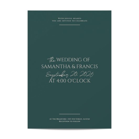 Bradford Moderne Foto en Typografie Bruiloft Kaart