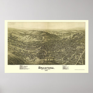 Bradford, PA Panorama Kaart - 1895 Poster