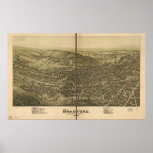 Bradford Pennsylvania 1995 Antiek Panorama Poster