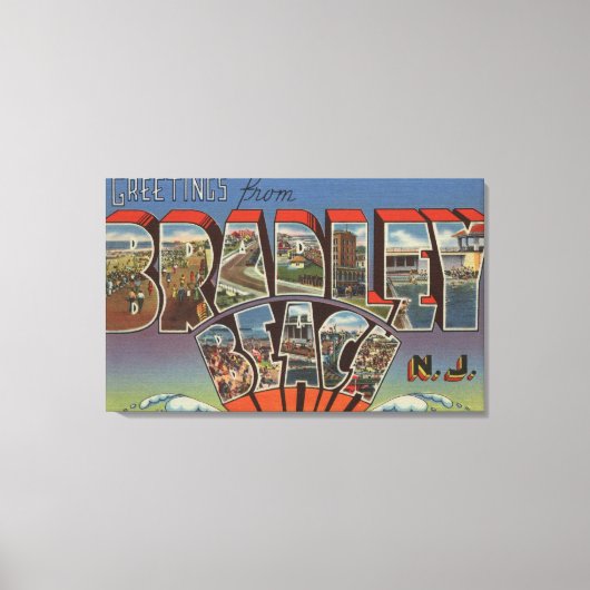 Bradley Beach, New Jersey - Large Letter Scenes Canvas Afdruk (Voorkant)