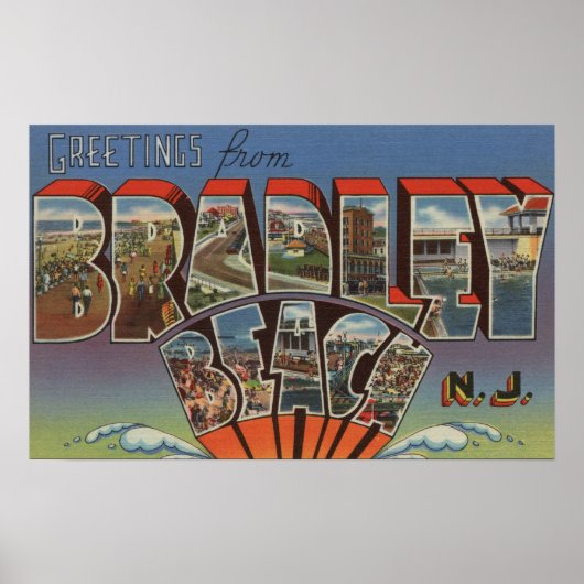Bradley Beach, New Jersey - Large Letter Scenes Poster (Voorkant)