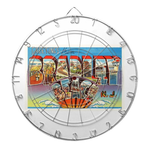 Bradley Beach New Jersey NJ  Old Briefkaart- Dartbord (Voorkant)