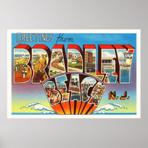 Bradley Beach New Jersey NJ Old Briefkaart- Poster