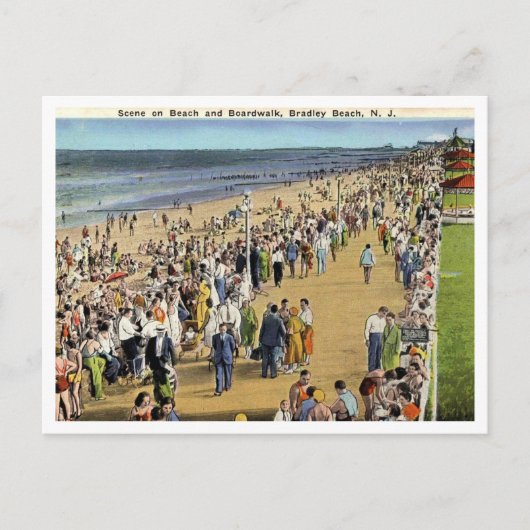 Bradley Beach NJ Scene op het strand Boardwalk 193 Briefkaart (Voorkant)